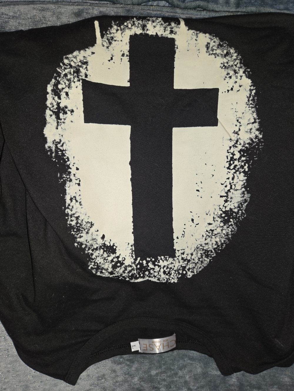 Goth Punk Black Cross Long Sleeve Top